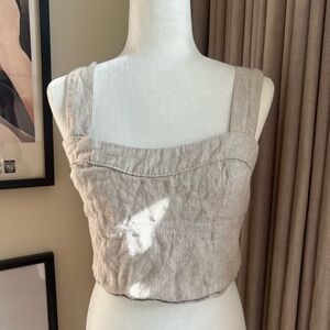 Abercrombie & Fitch Beige Linen Crop Top